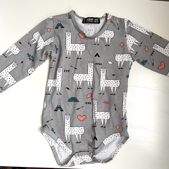 Raspberry Republic awesome llama long-sleeve onesie - Picture 1 of 4